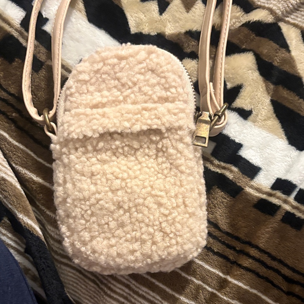 No Boundaries Tan Sherpa Crossbody Bag